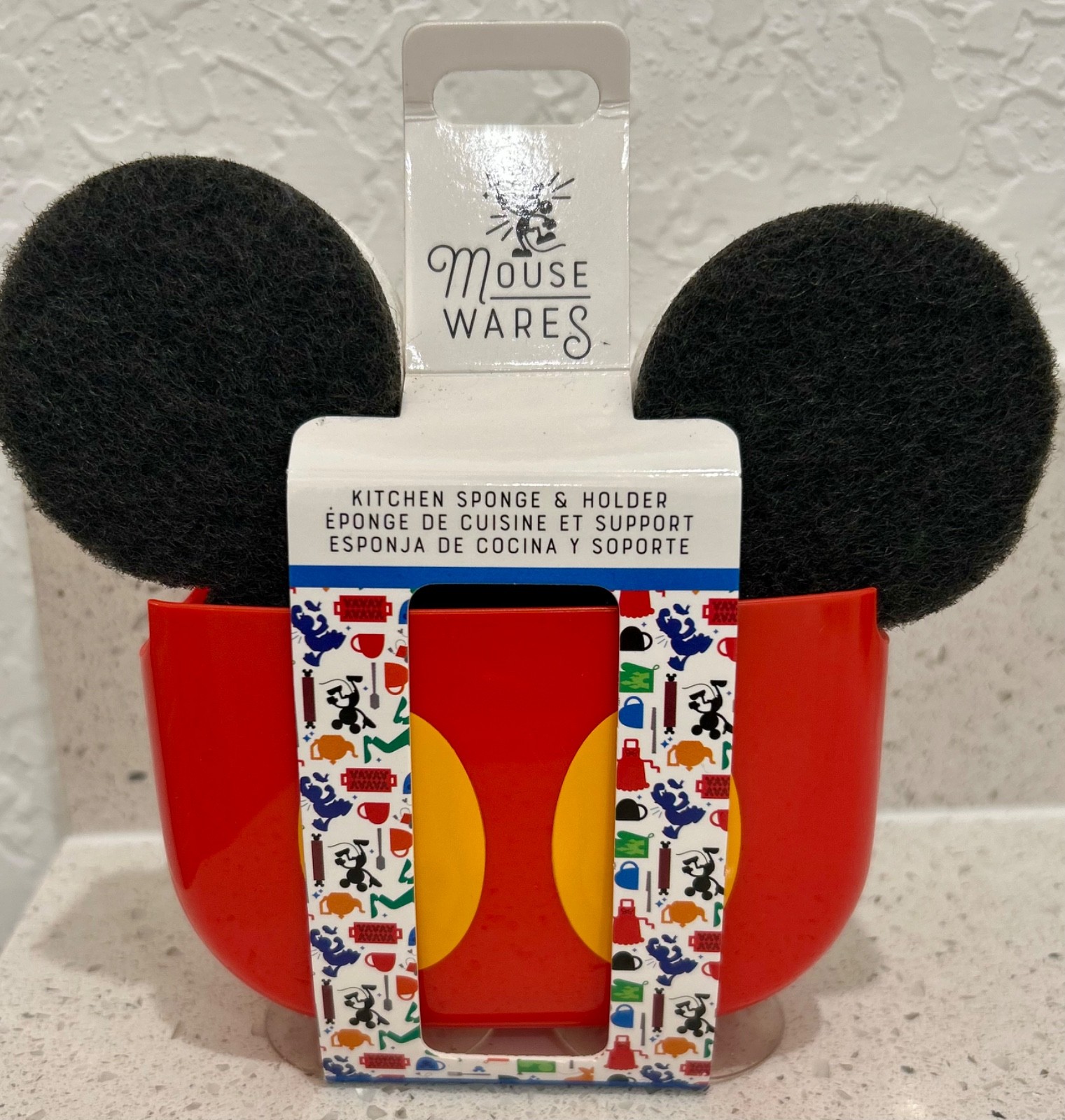 Disney Mousewares mickey mouse ears Kitchen Sponge and suction holder NEW