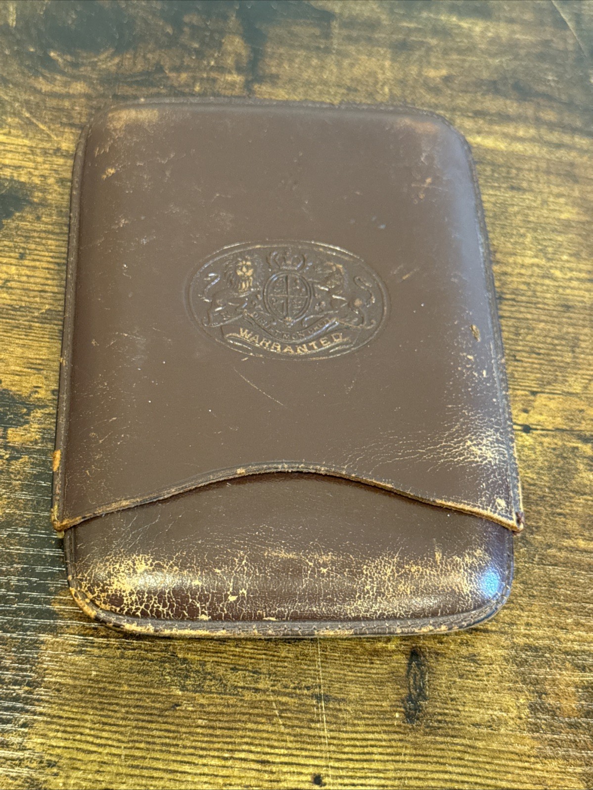 Antique Vintage Leather Cigar Case Dieu Et Mon Droit Crested Brown British Royal Antique Vintage Leather Cigar Case Dieu Et Mon Droit Crested Brown British Royal
