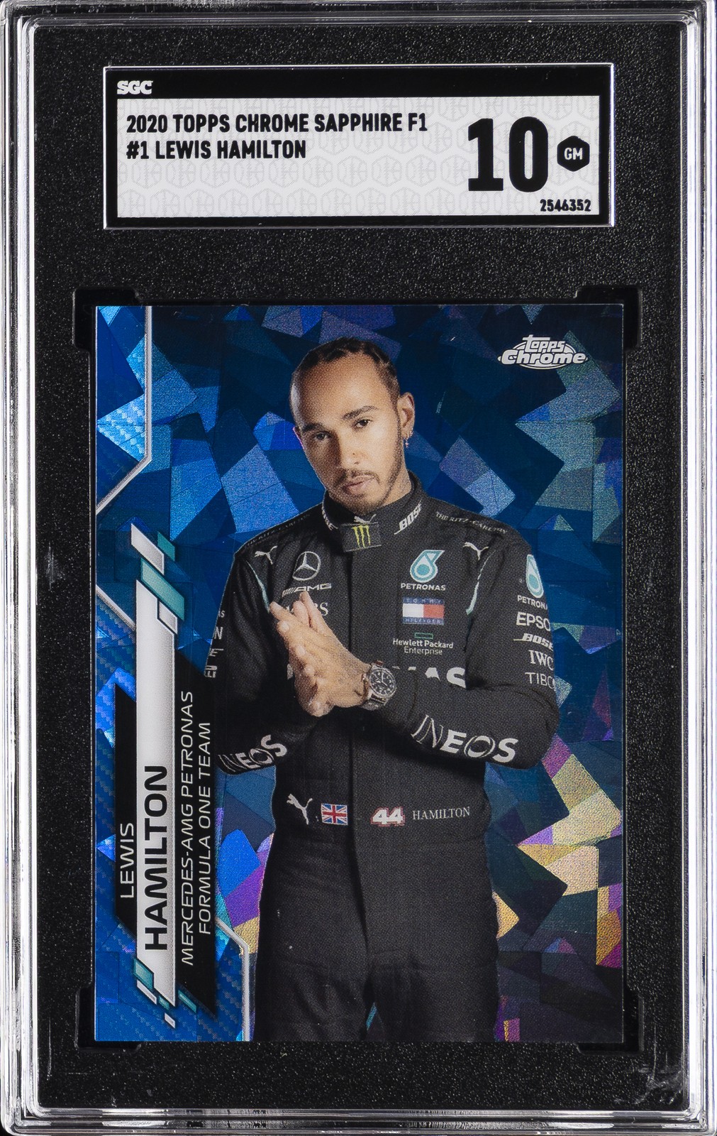 2020 TOPPS CHROME SAPPHIRE F1 #1 LEWIS HAMILTON SGC 10