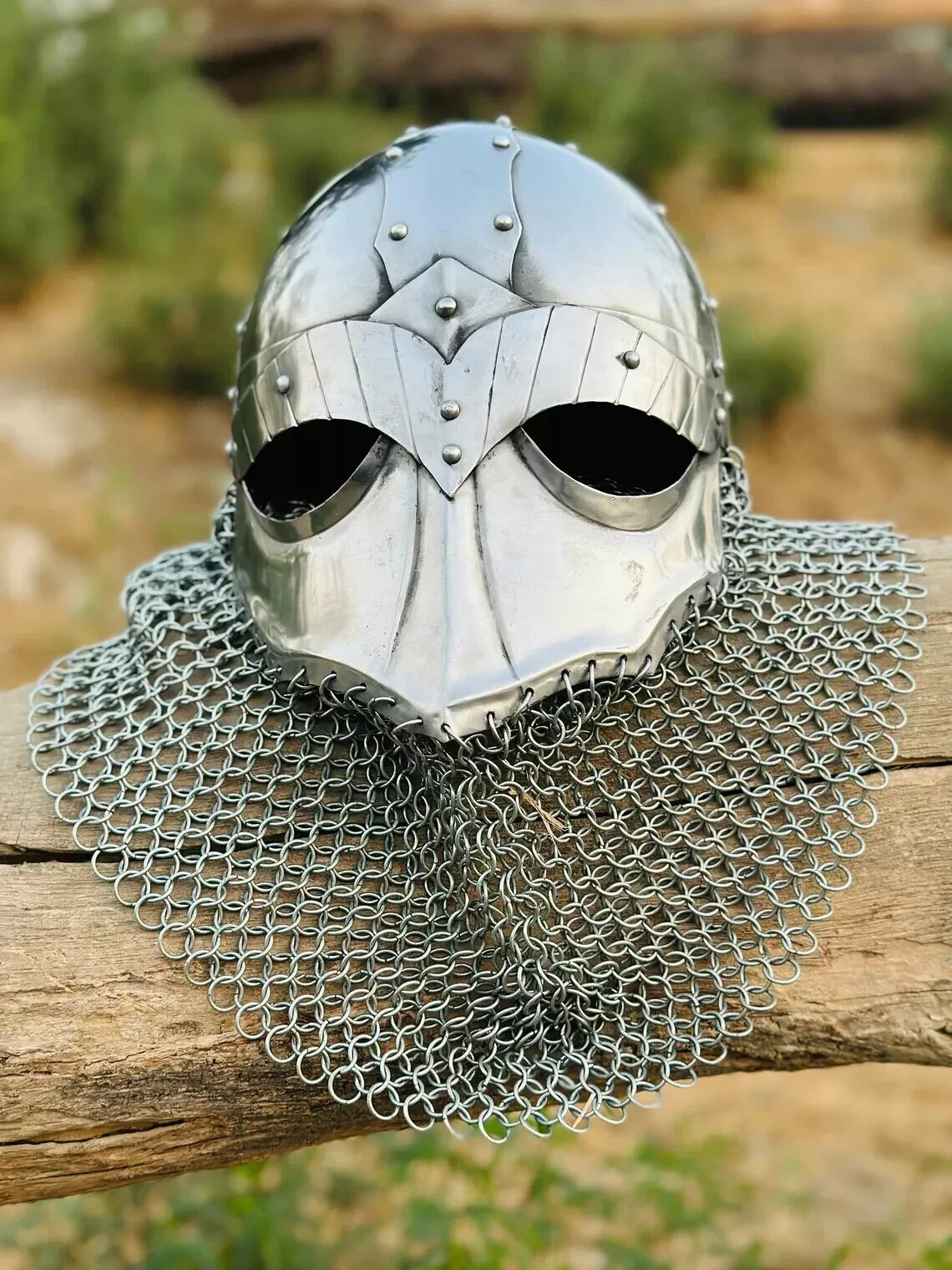 Viking Chain-mail Helmet | Vandal Medusa steel Helmet | Hand forged Antique Look