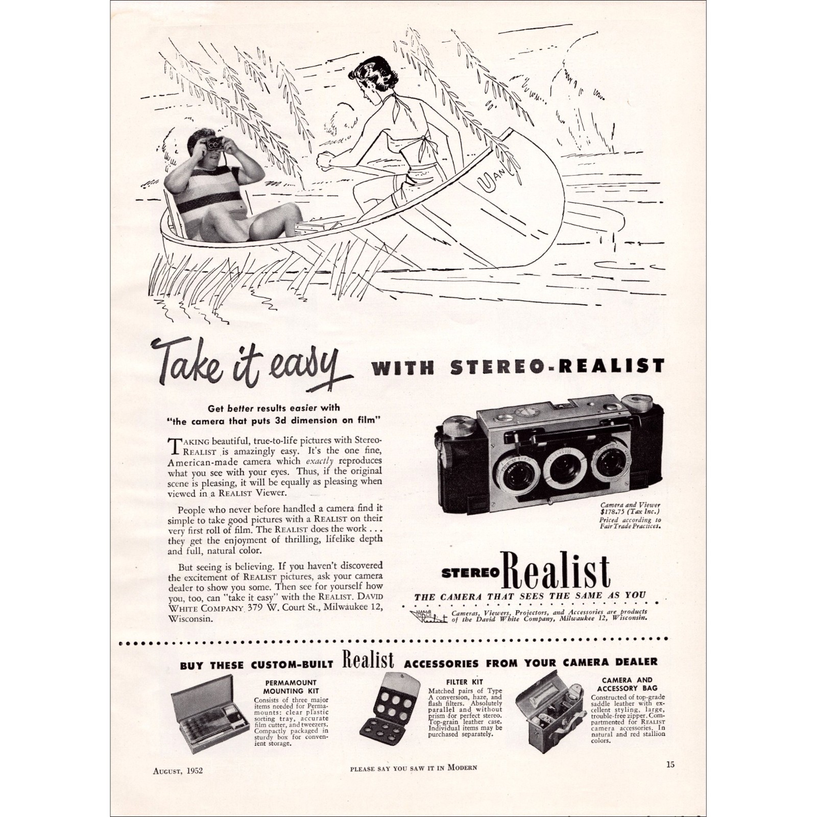 1952 Stereo Realist Cameras Original Vintage Print Ad 1952 Stereo Realist Cameras Original Vintage Print Ad