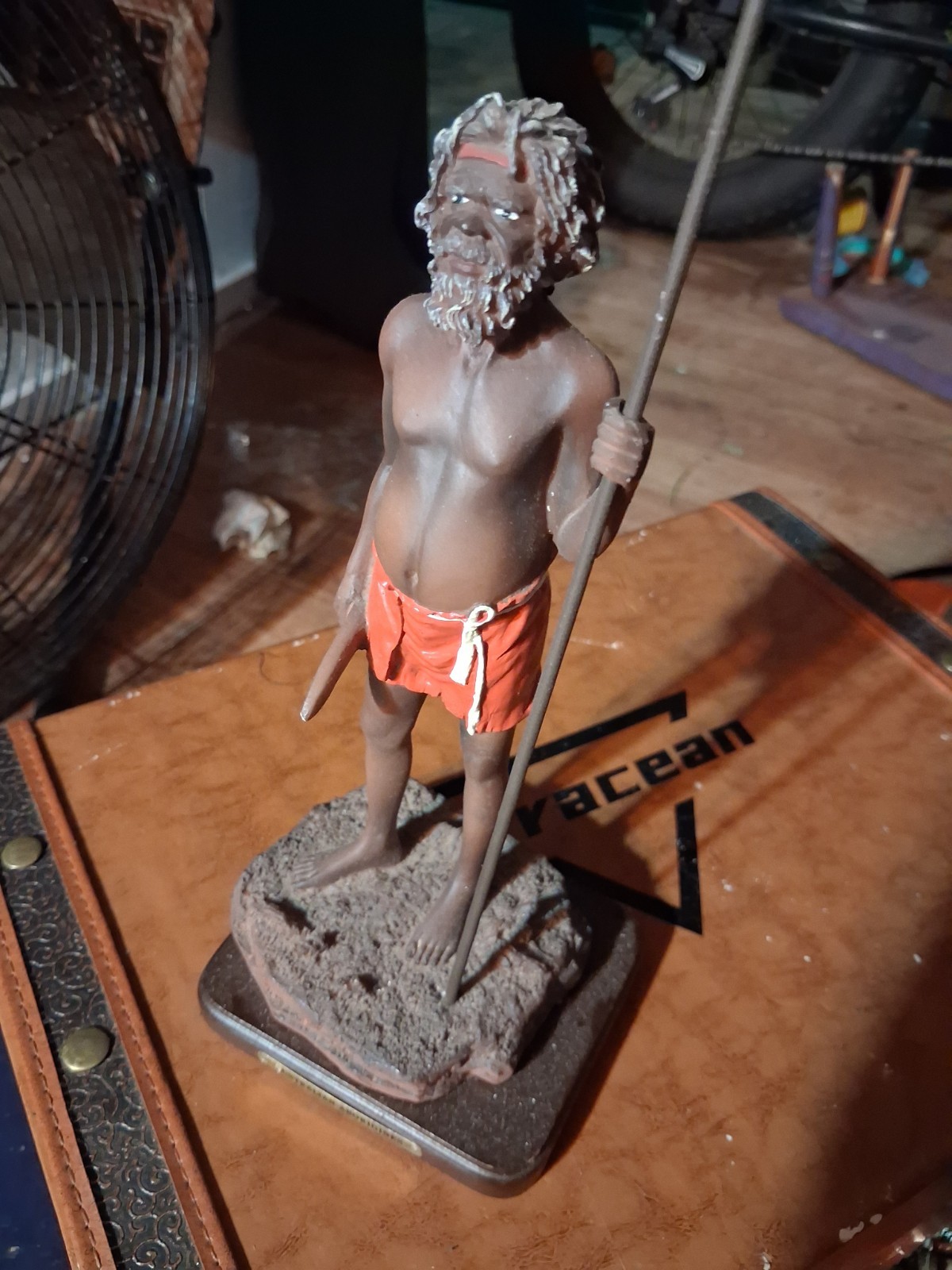 Vintage Australian Aboriginal Man Hunter Spear Resin Figurine Statue Decor