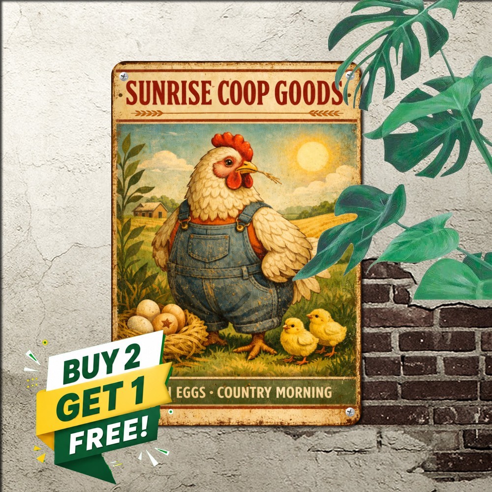 Make Farming Great Again Chicken Coop Rooster Farm Plaque Metal Tin Sign 8x12