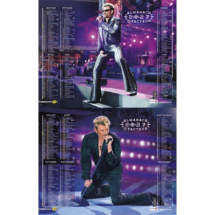 4 Johnny La Poste Almanac Calendars 2027 (4 Versions)