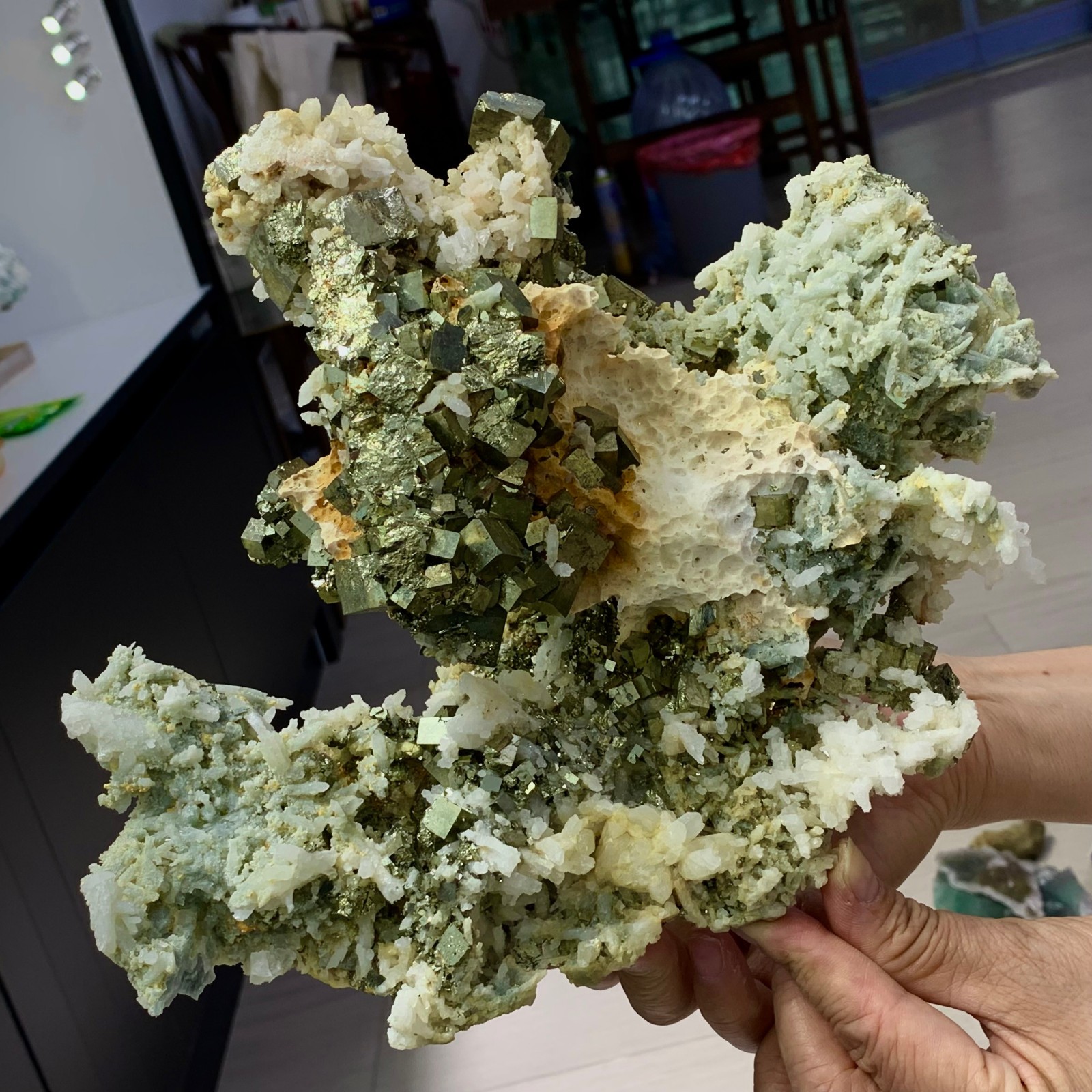 6.12lb Natural iridescence pyrite +crystal cluster mineral specimen /Indonesia
