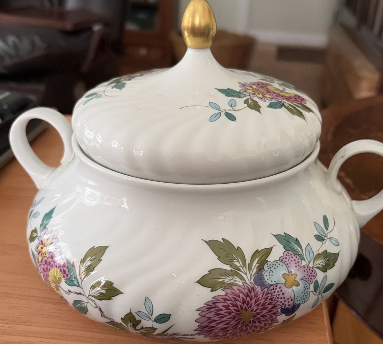 Vintage Bavaria Tirschenreuth Germany Floral/Gold Design Bowl W/ Lid