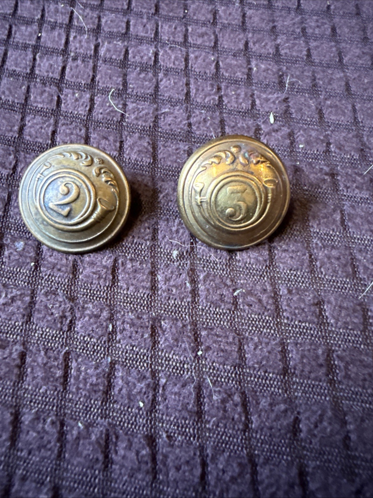 WWI Antique Belgian 2nd & 5th Regiment of Riflemen Chasseurs Buttons Lot Pair