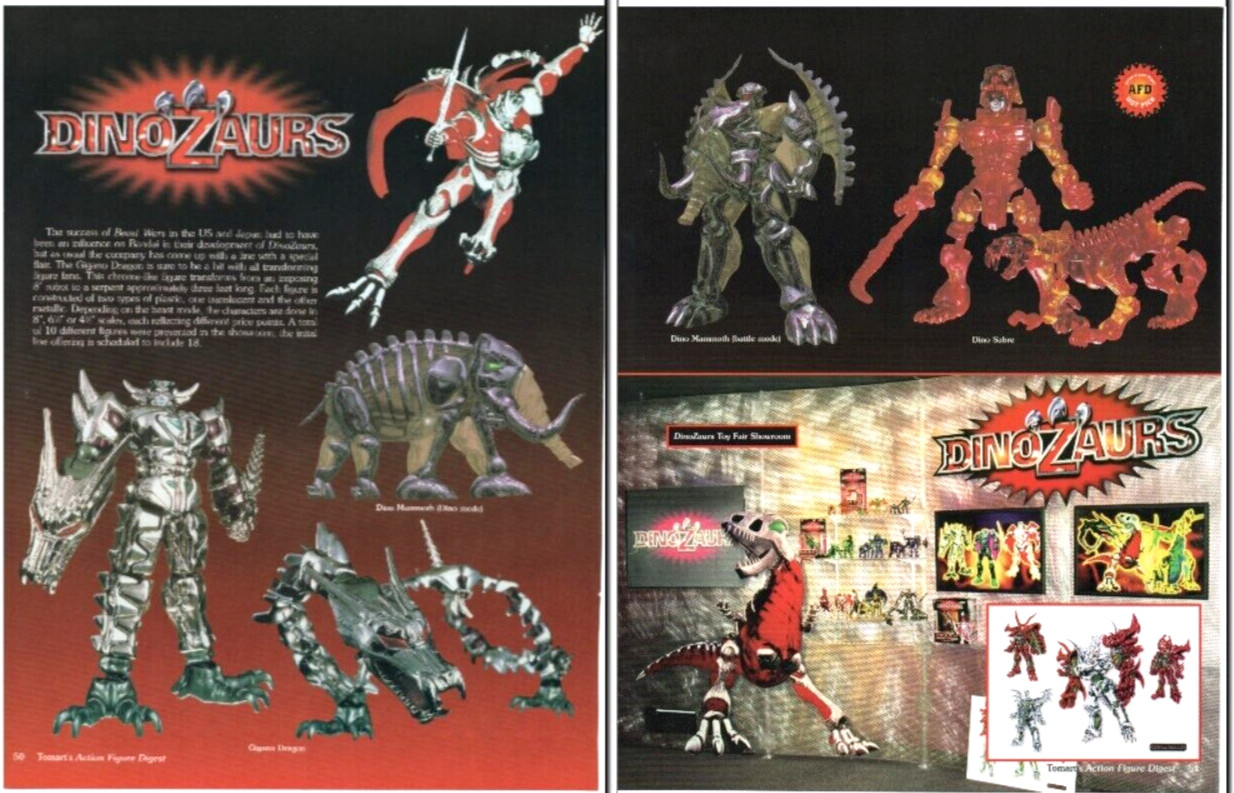1999 PRINT 2 PG AD ARTICLE ART - Dinozaurs BanDai Dino Toy Action Figures