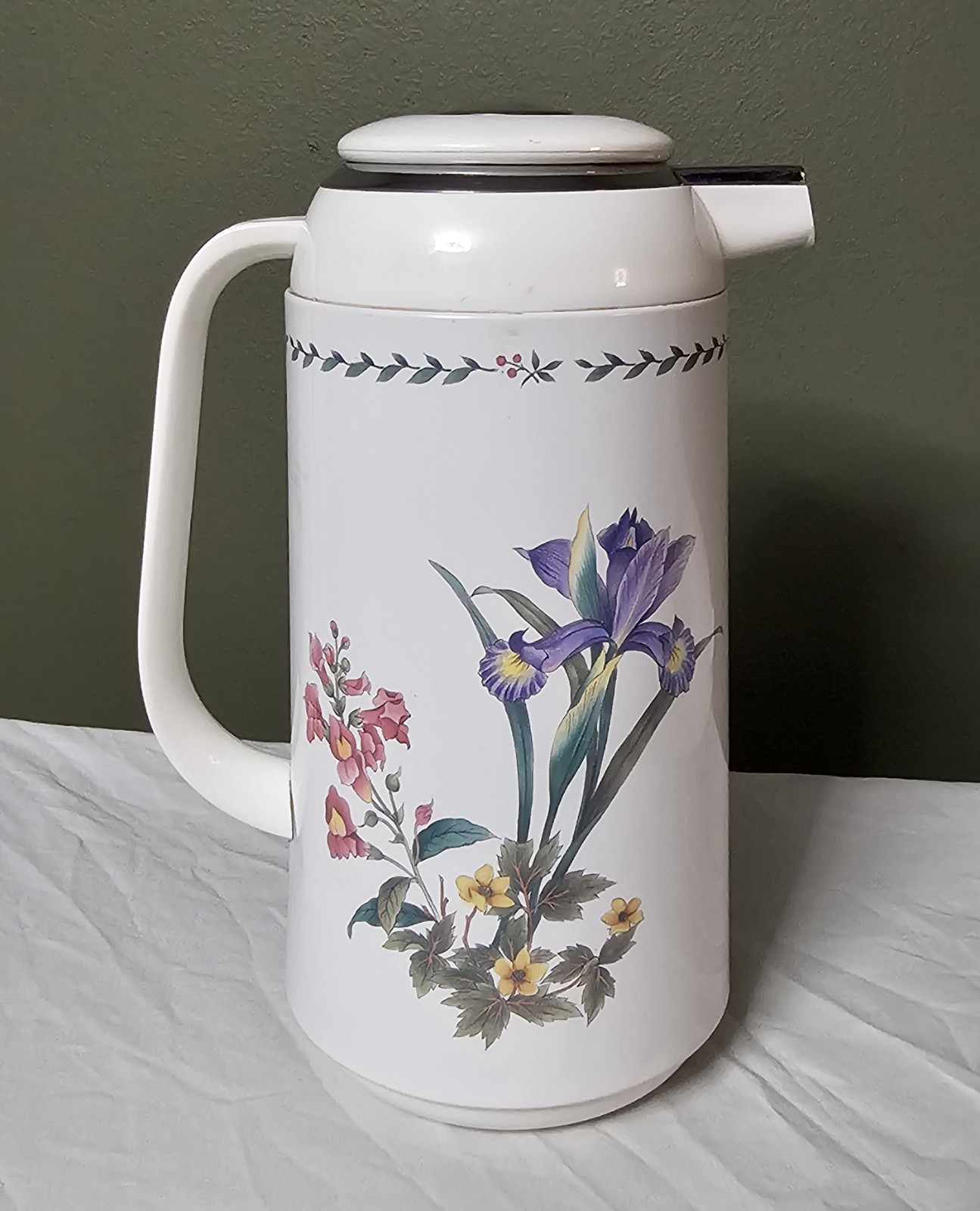 Vintage Mikasa Summer Symphony Thermal Carafe 1L Insulated Floral Coffee Pot