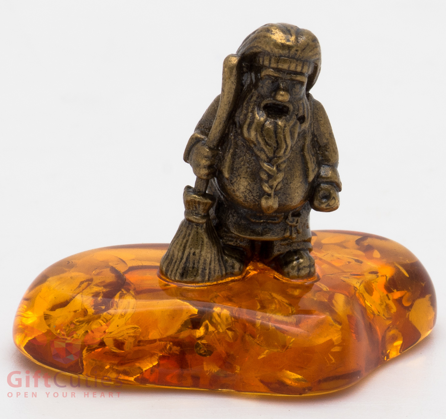 Solid Brass Amber Figurine warding charm Household Spirit Diety domovoy IronWork