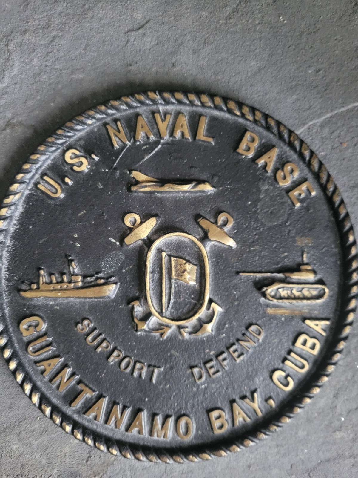 Vintage Guantanamo Bay Military Plaque Bronze Heavy Cast 7