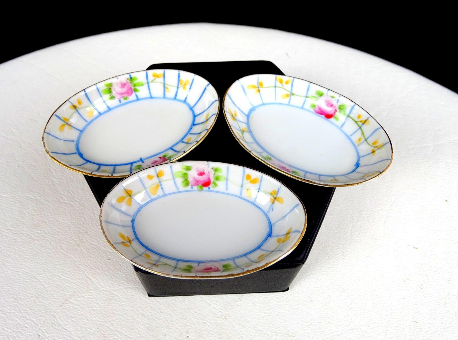 Nippon Japan Porcelain Pink Rose 3 Piece Antique 2 3/8\