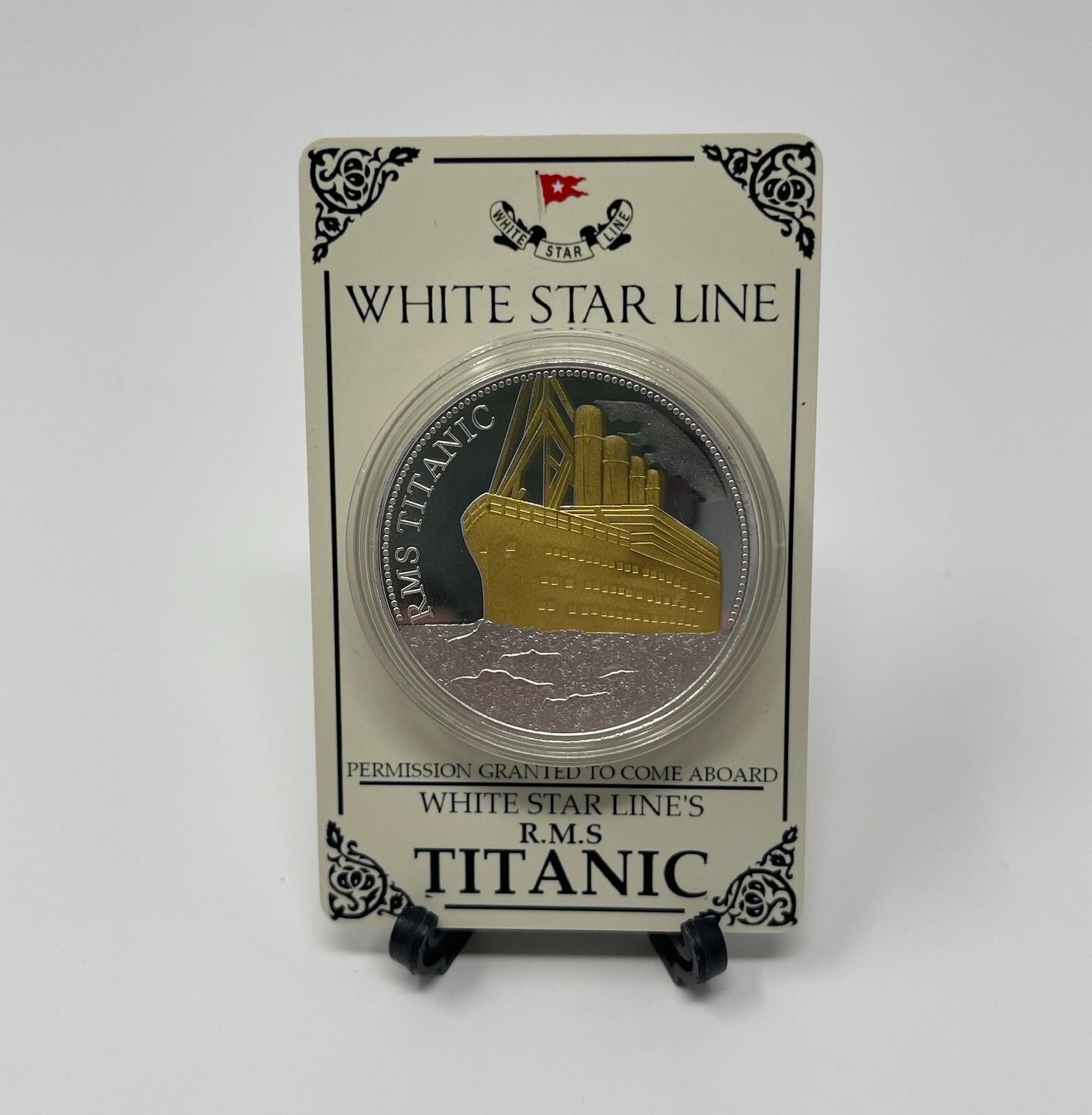 Titanic Ticket with Coin Display RMS Titanic Memorabilia Gifts Boarding Pass