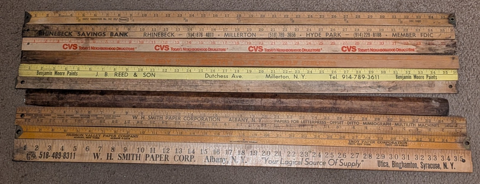 Lot 10 Vintage Advertising Yardsticks W.H. Smith Benjamin Moore Lufkin CVS NY