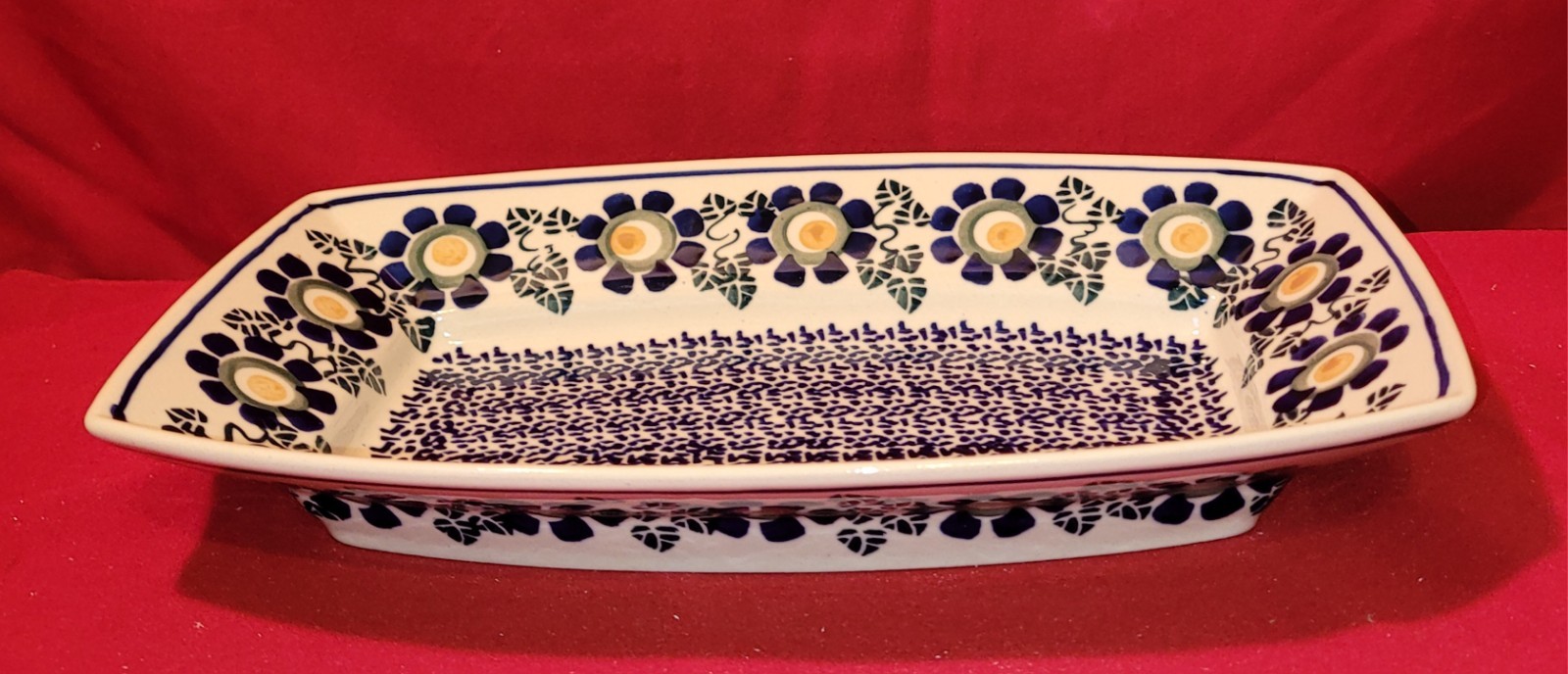 VTG BOLESLAWIEC POLAND SERVING PLATTER HANDMADE HANDPAINTED SIGNED BY ARTIST NEW