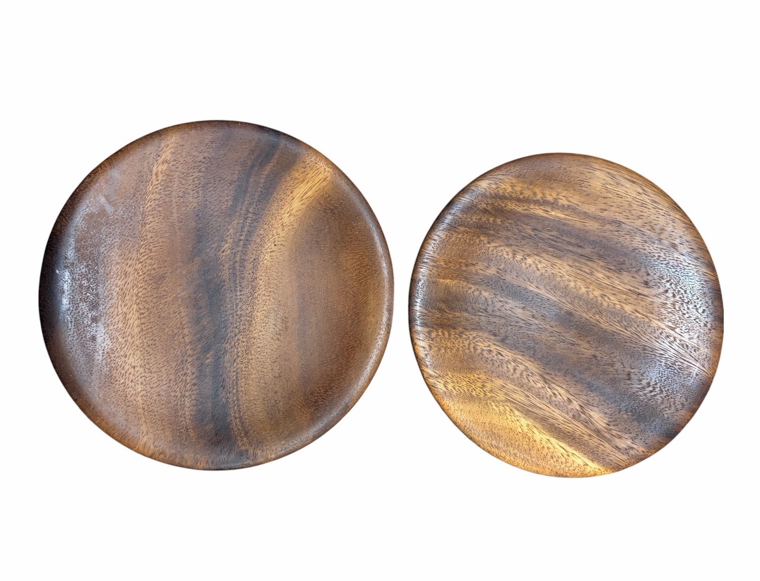 2 Set Of Koa Wood Hawaiian Dish Plate Tray Serving Kitchen Hand Made Vintage