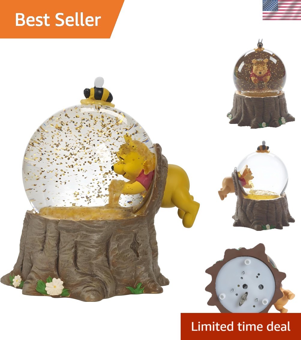 Delightful Pooh Bear Collectible Musical Snow Globe - 5.5 Inch Display Piece