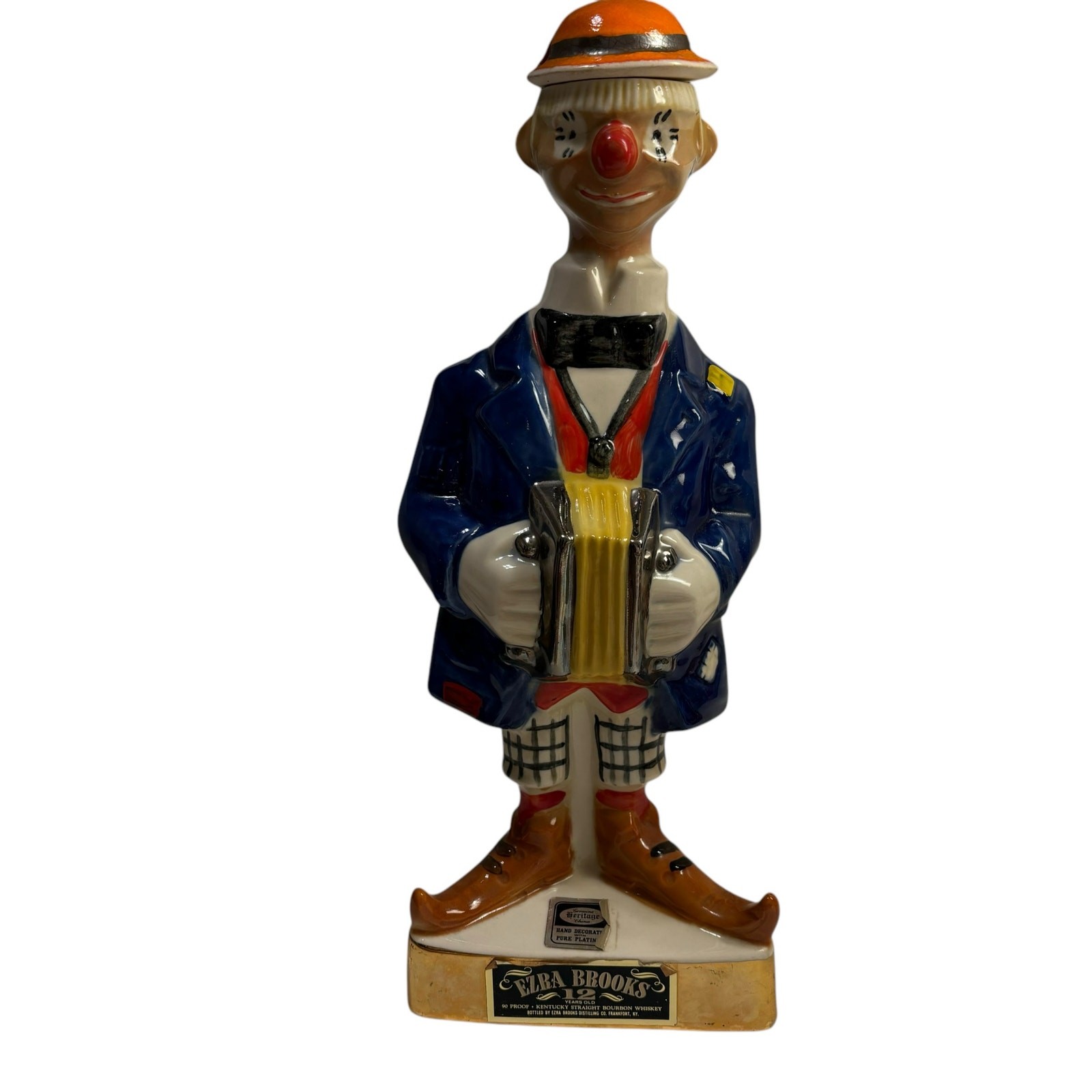 Vintage 1971 Bourbon Ezra Brooks Clown Decanter 
