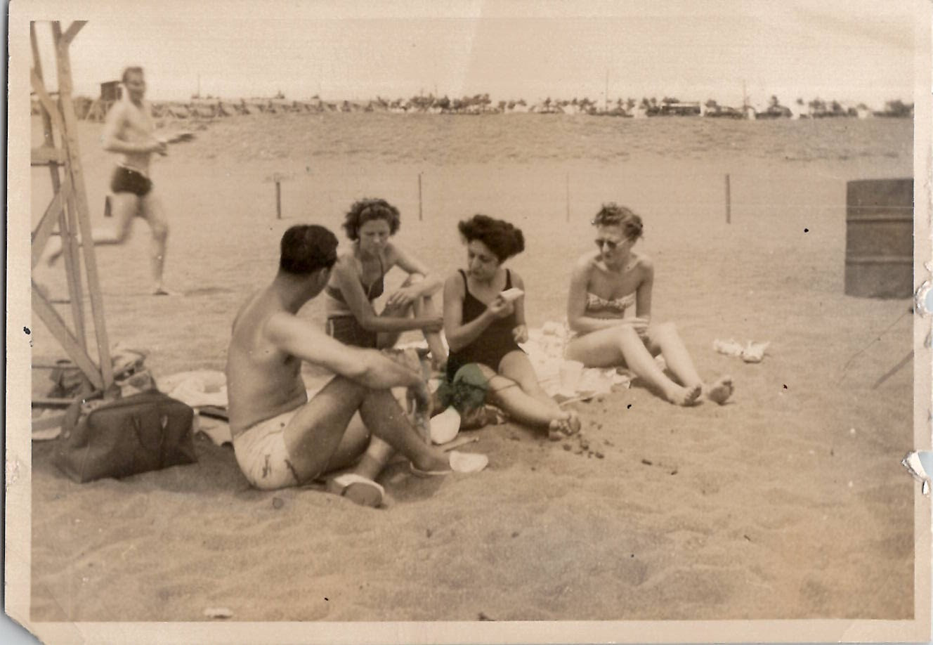 Hiratsuka Beach Japan Risqué Bathing Suits Women Leggy 1950s Vintage Photo