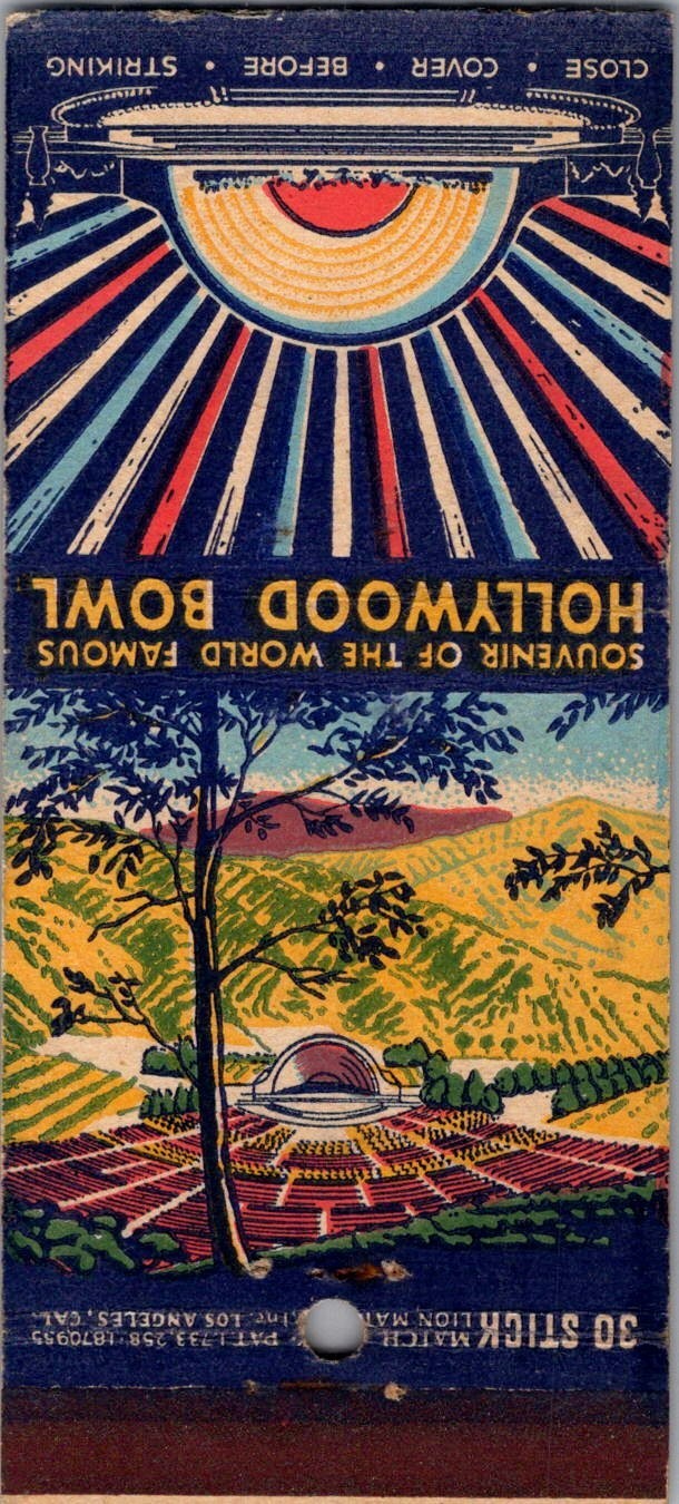 Hollywood Bowl Souvenir of The World Vintage Matchbook Cover 5MM28-6