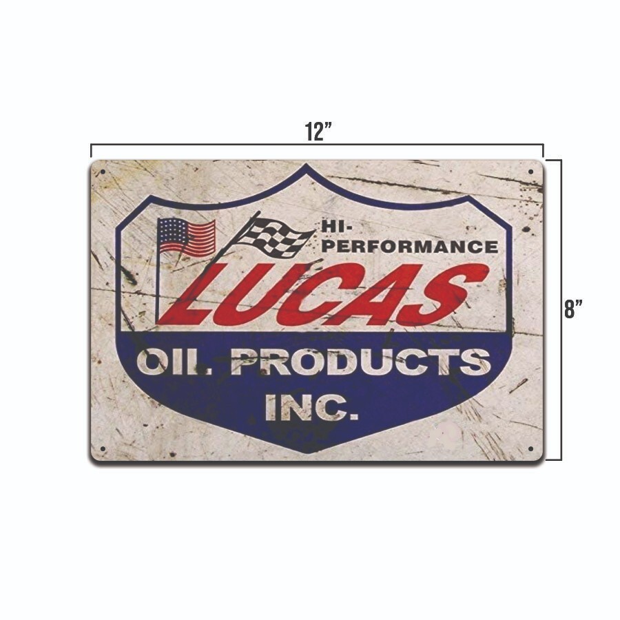 Lucas Oil Sign 8x12 Metal Gas Station Garage Auto Shop Bar Man Cave Wall Décor