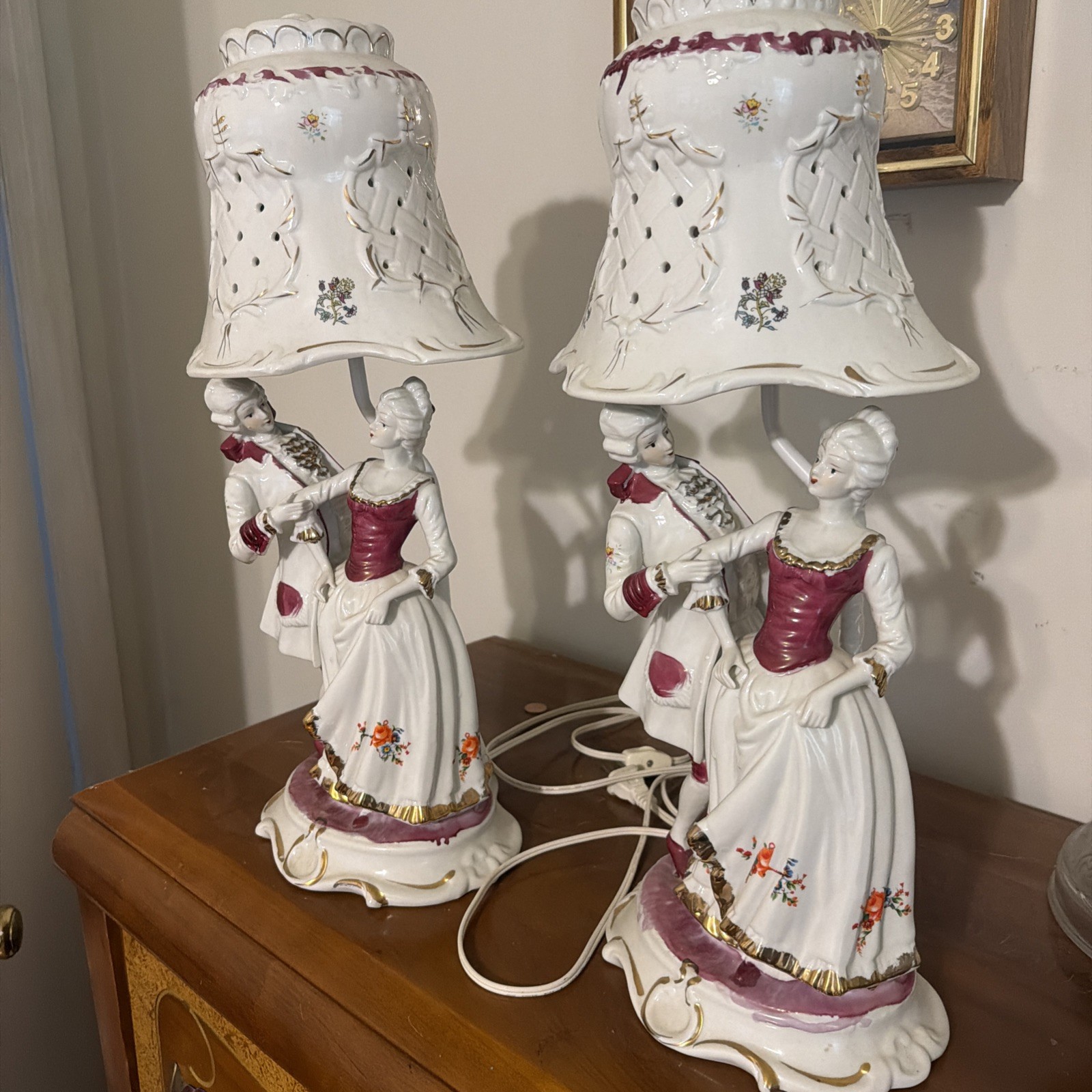 Antique Porcelain Lamps 2 French Provincial Vintage Porcelain Figurine Lamp.