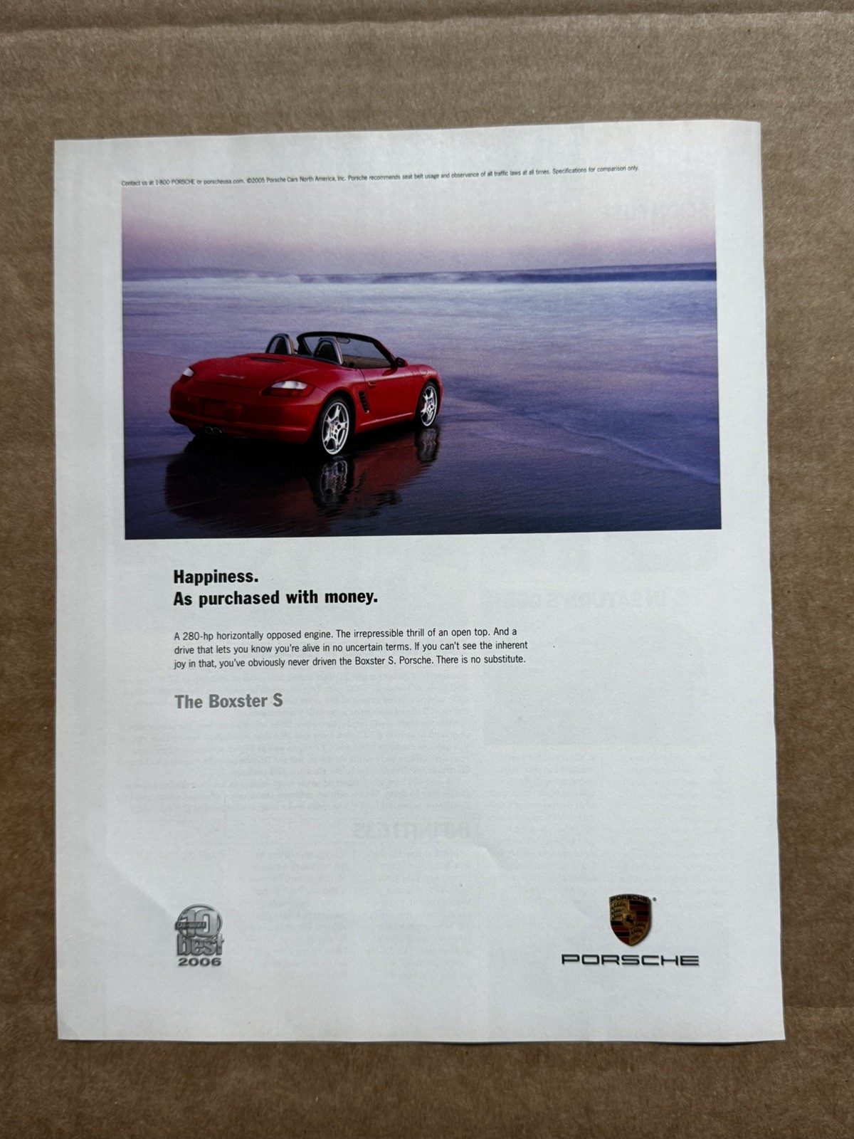 Porsche Boxster S Red Cars 2006 ORIGINAL Magazine Print Advertisement
