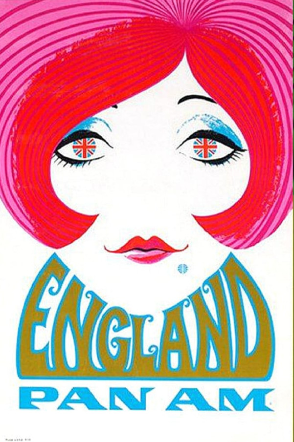 Vintage England Pan Am Travel Advertisement Poster