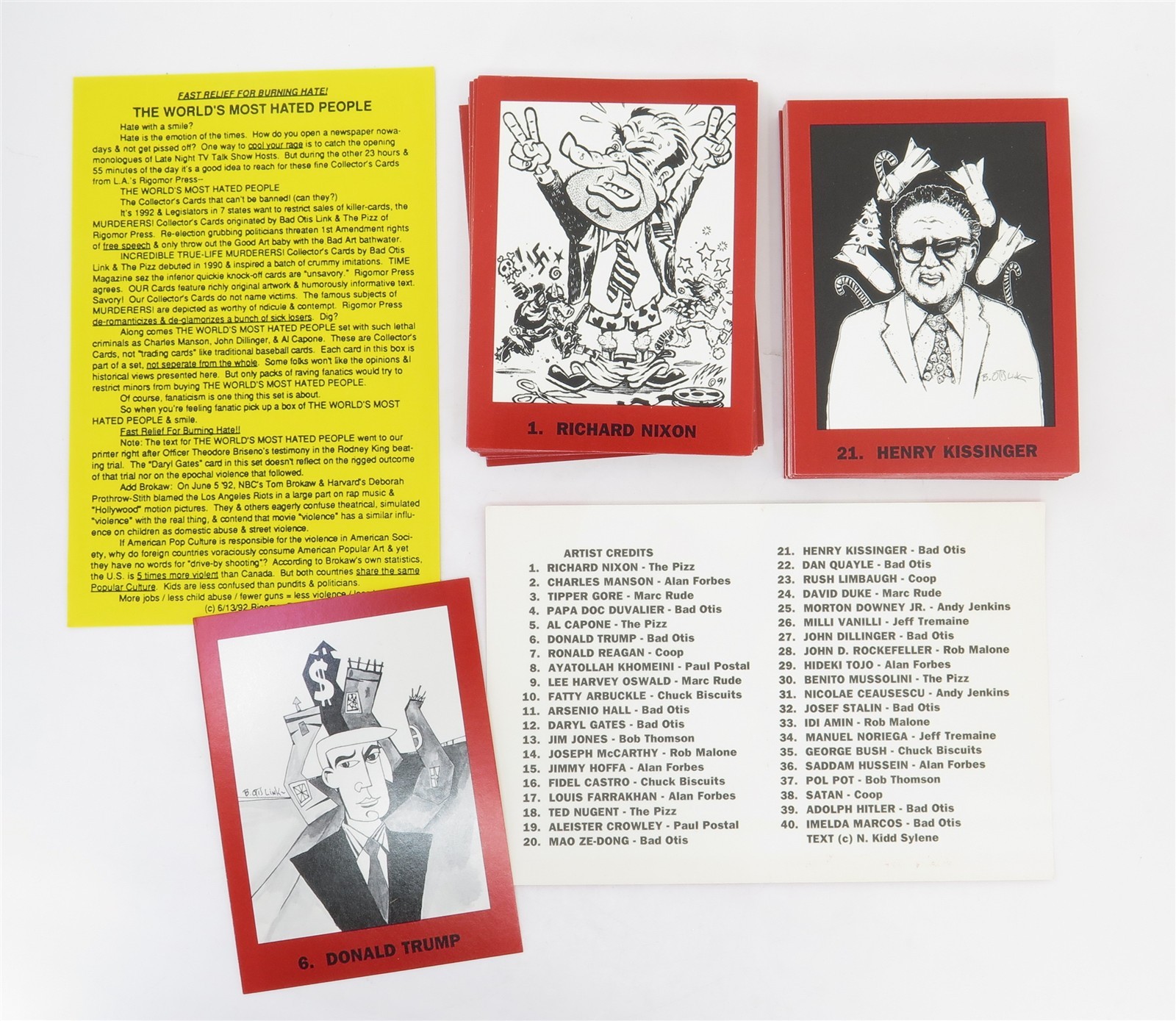 The Worlds Most Hated People Collectors Artist Cards Limited Ed Rigomor Press 92 The Worlds Most Hated People Collectors Artist Cards Limited Ed Rigomor Press 92