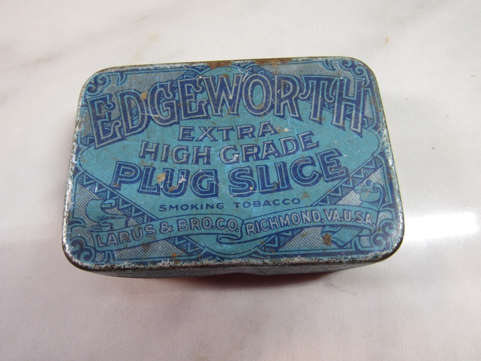 Vintage Empty Larus & Bro. Edgeworth Extra High Grade Plug Slice Tobacco Tin