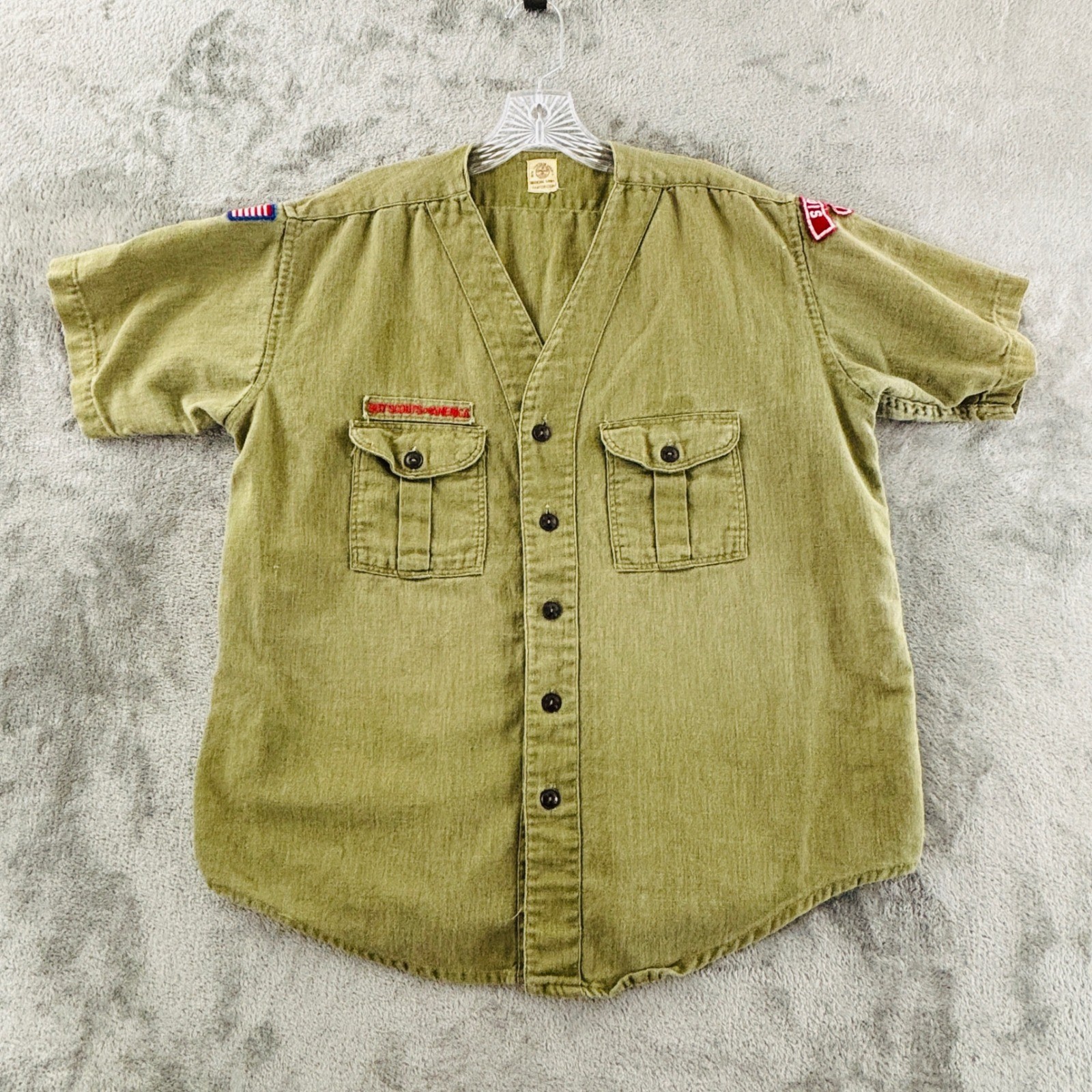 Vtg Boy Scouts of America Official Uniform Shirt Sanforized Green 50s Sioux City