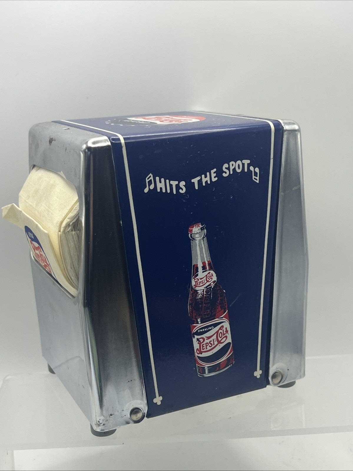 Vtg 50s Pepsi-Cola Napkin Holder Ice Cold Delicious Hits The Spot Napkins Vtg 50s Pepsi-Cola Napkin Holder Ice Cold Delicious Hits The Spot Napkins