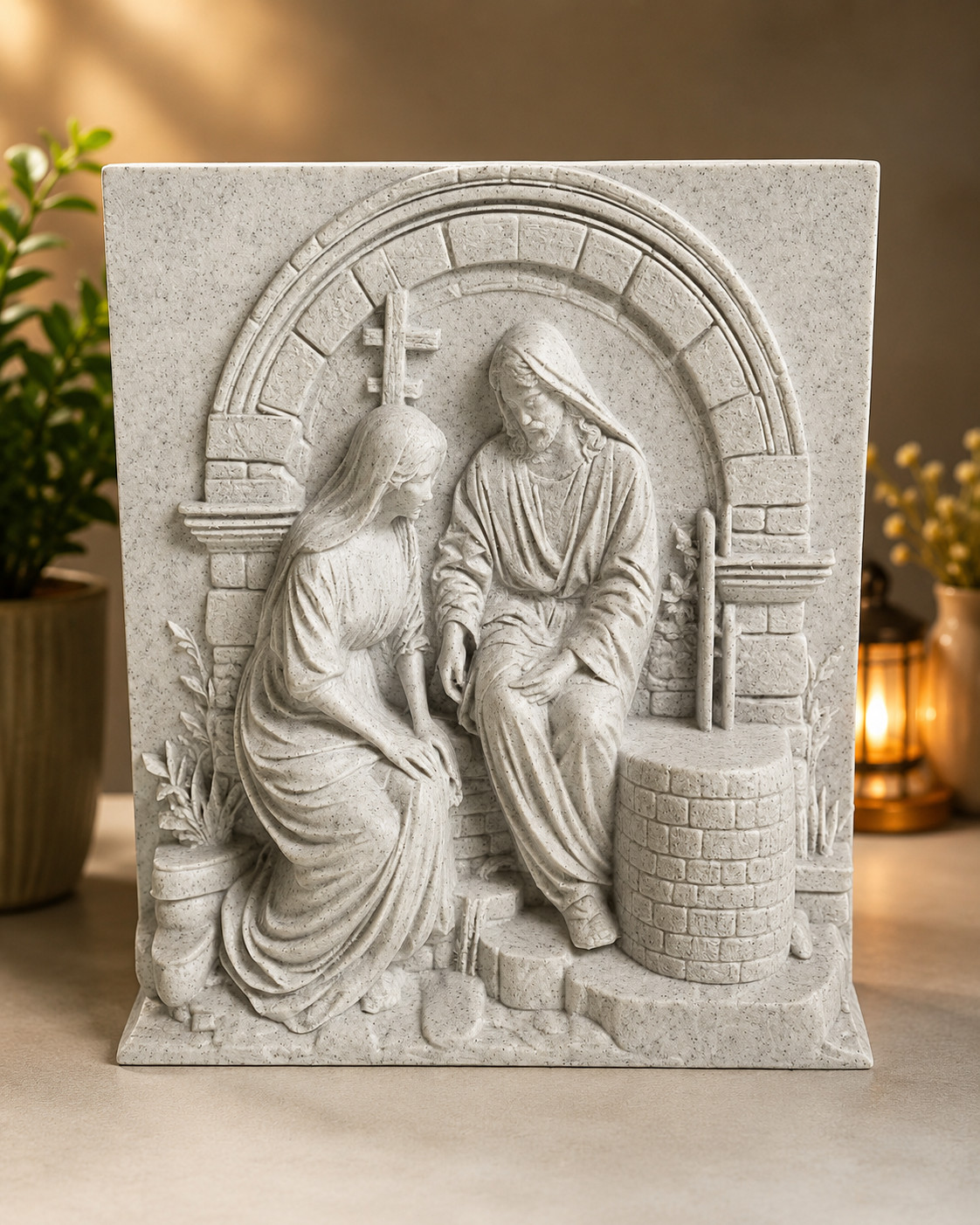 Jesus and Samaritan Woman at the Well Plaque Christian Wall Decor Religious Art