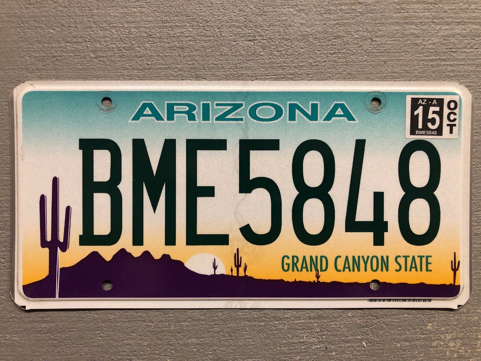 ARIZONA LICENSE PLATE GRAND CANYON STATE DESERT SCENE 🌵 RANDOM LETTERS/NUMBERS