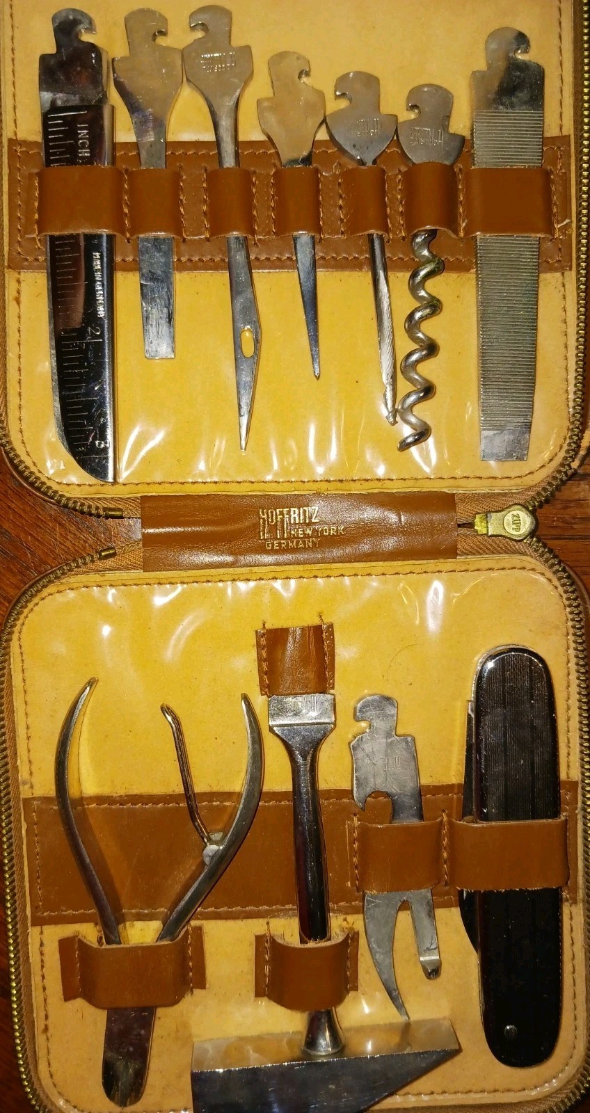 Vintage German Hoffritz Interchangeable Multi-tool Kit 11 Piece Leather Case