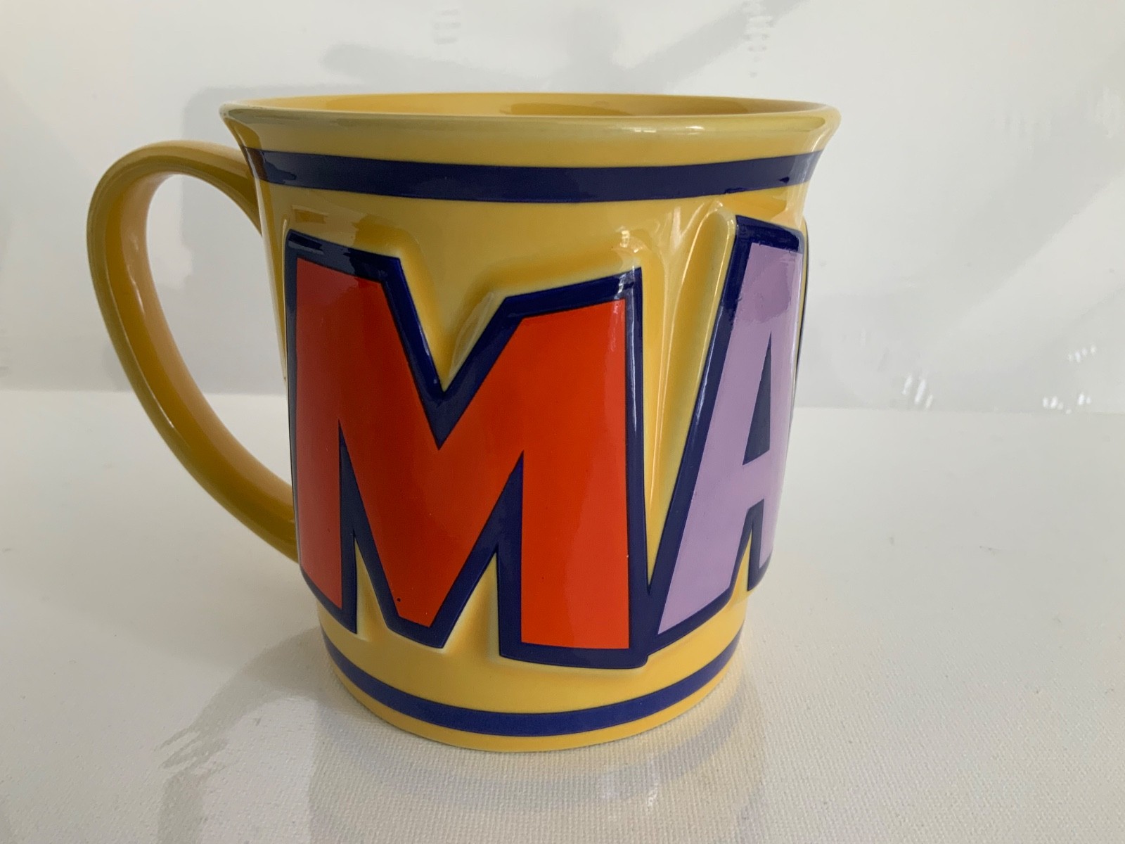 MACY'S Department Store 3D-Embossed GHA Heavy Coffee Mug Yellow new
