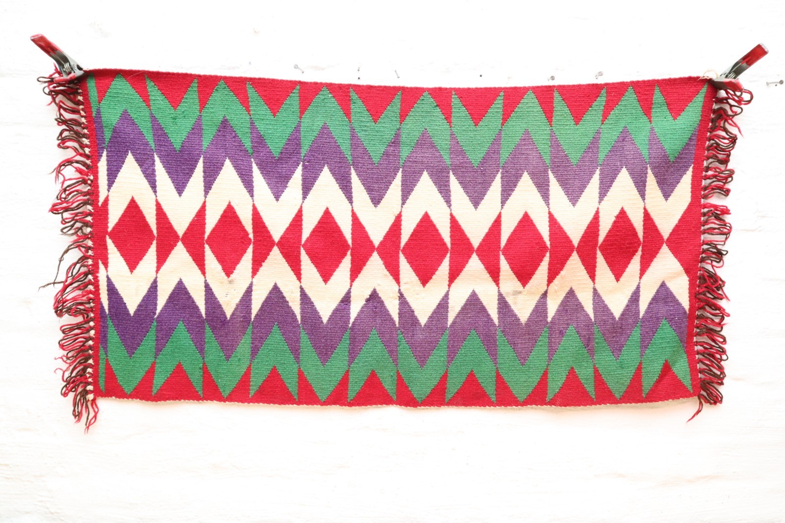 Antique Early Navajo Germantown Weaving Rug Eye Dazzler Textile 34x18\