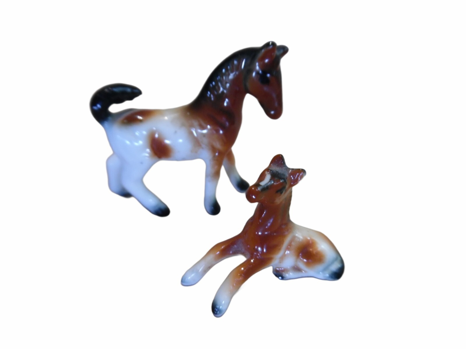 Set Of 2 Horse Figurines Bone China Taiwan