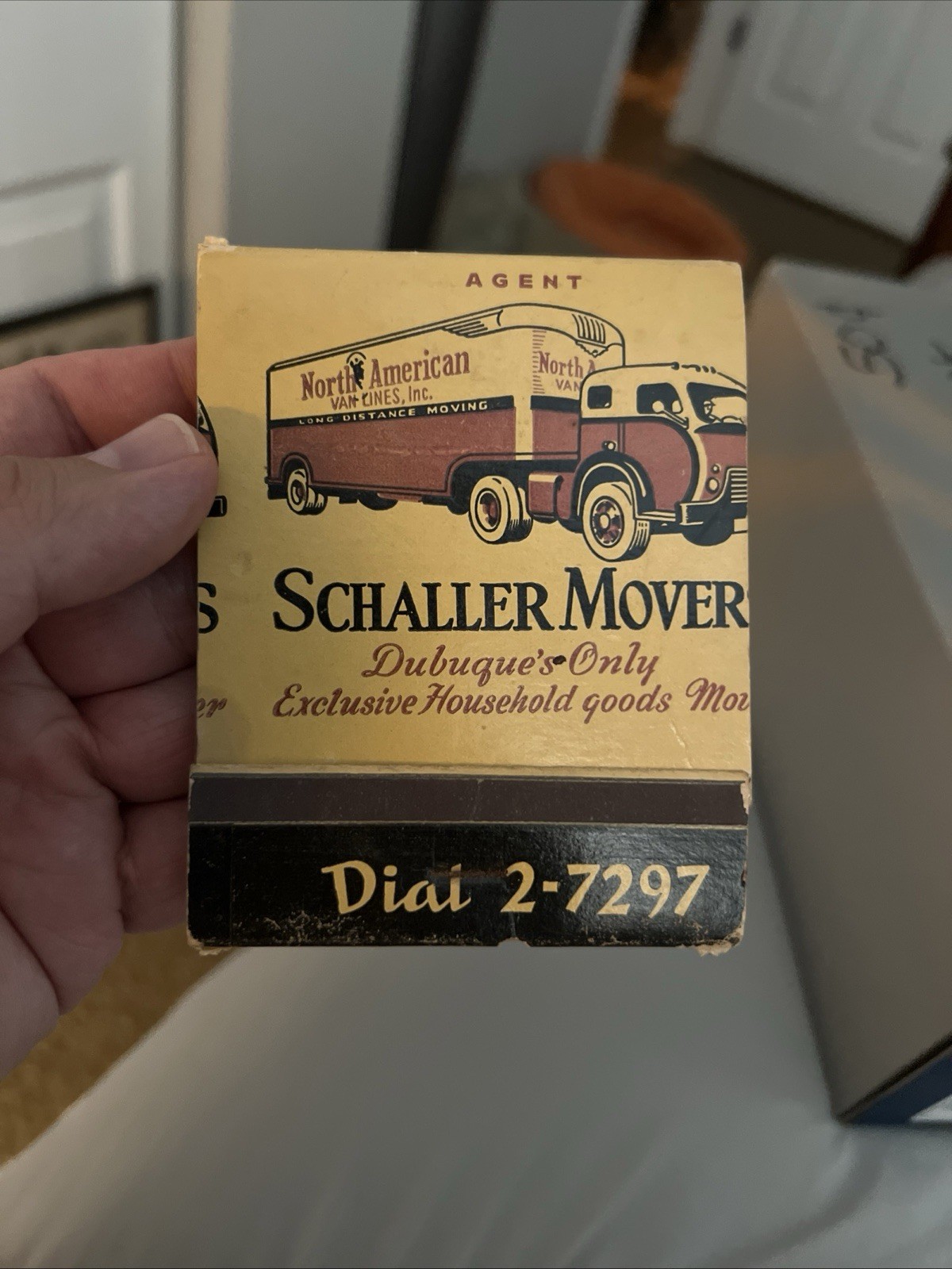 Vintage 1940s Rare Large Matchbook Schaller Movers Dubuque Iowa Oversized Book