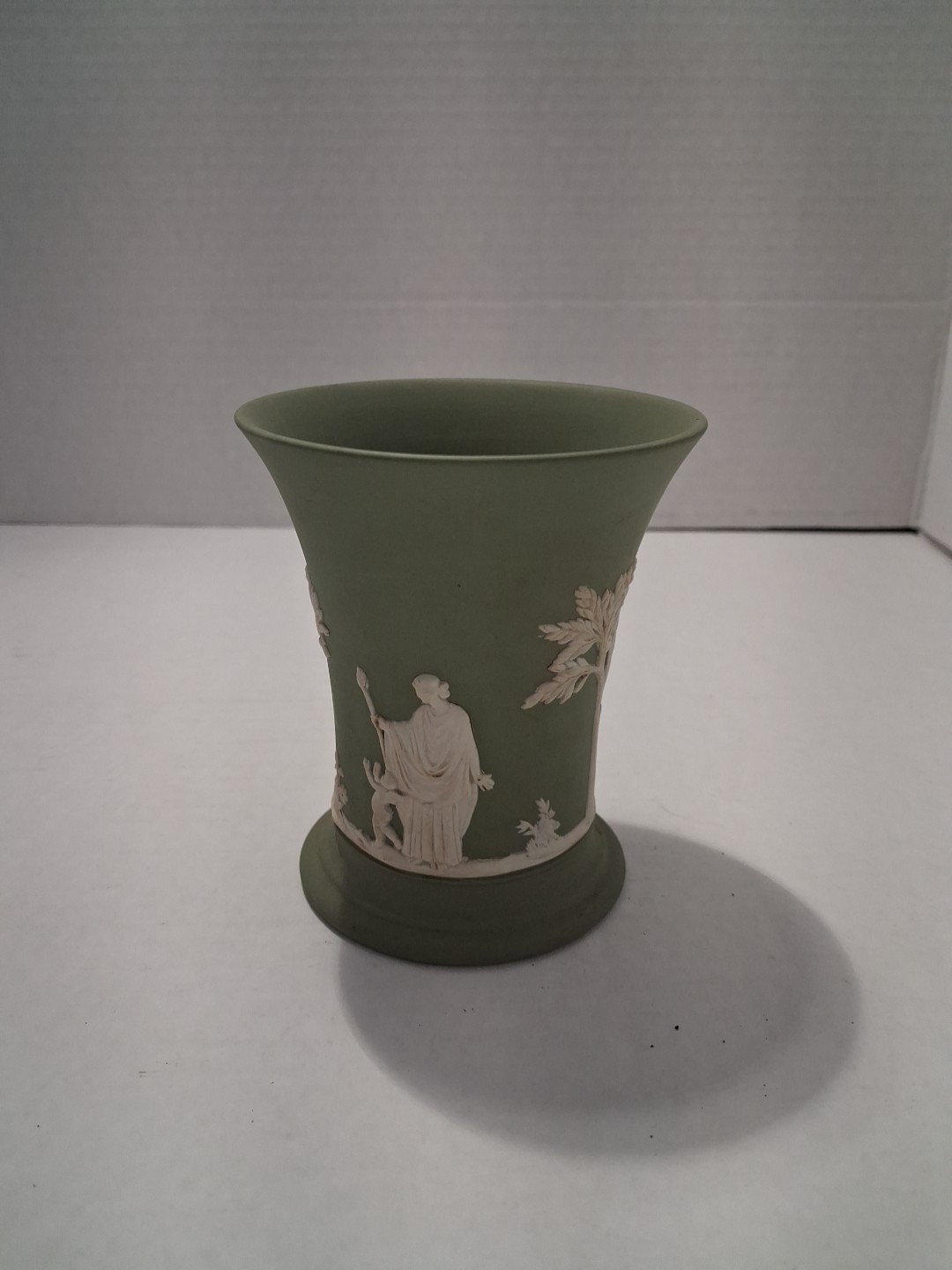 Wedgewood Jasperware Sage Green Sacrifice 3” Flared Vase, EUC Wedgewood Jasperware Sage Green Sacrifice 3” Flared Vase, EUC