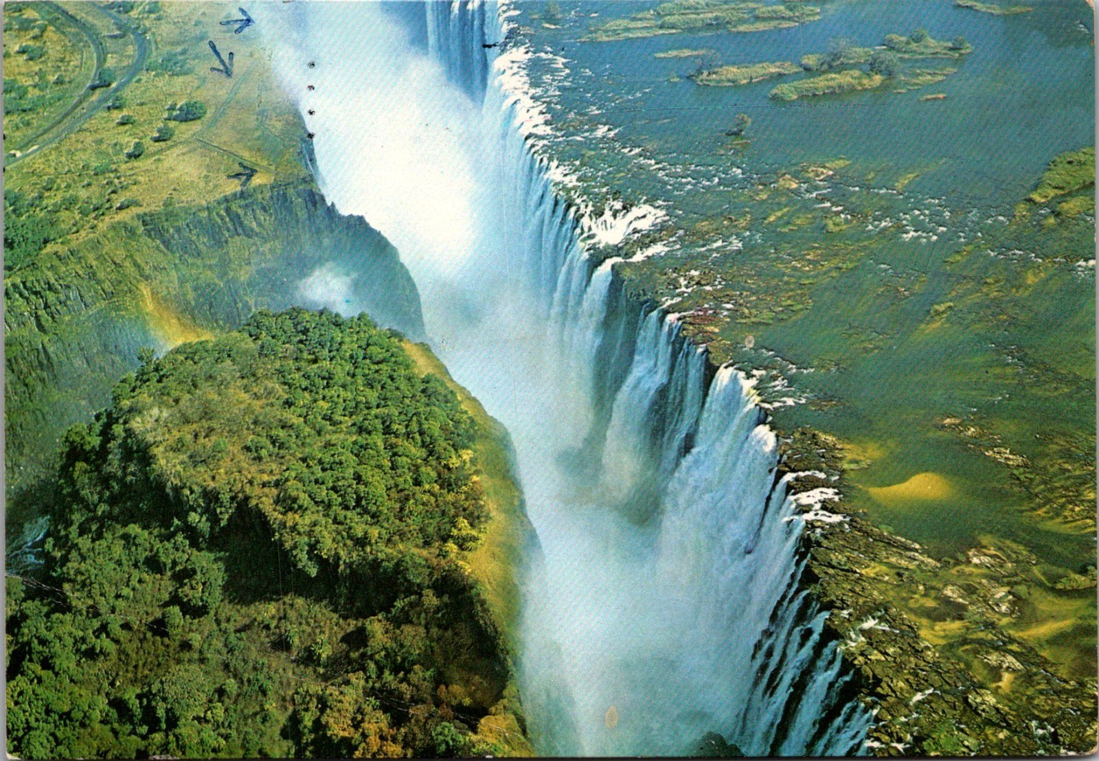 Aerial View Victoria Falls Showing Horseshoe Falls 1984 Vintage Postcard TP11-15