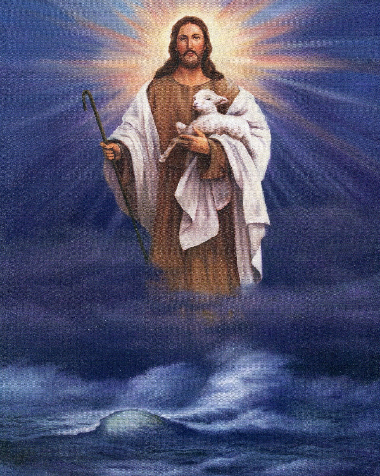 Catholic print picture- CHRIST OVER WATER W/ LAMB  - 8\