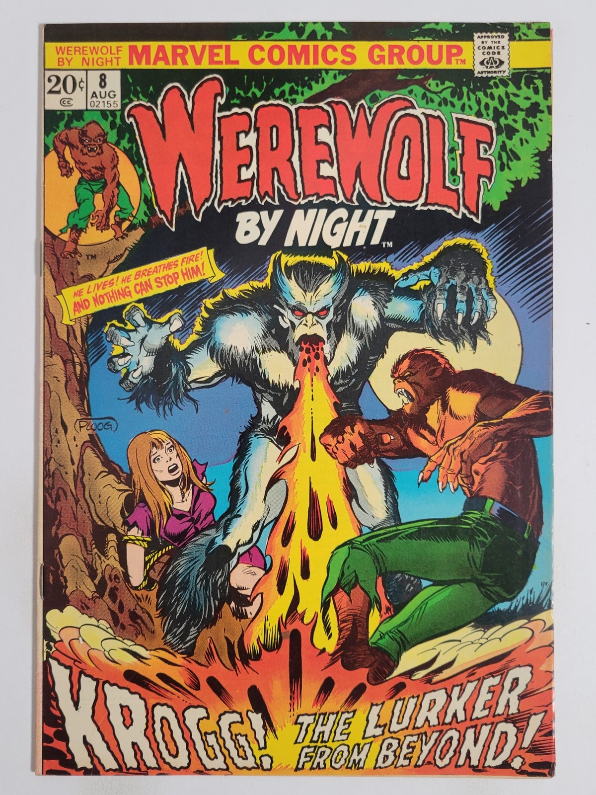 Werewolf by Night #8 Marvel 1973 VF- 7.5 Mike Ploog cover art Bronze age Krogg