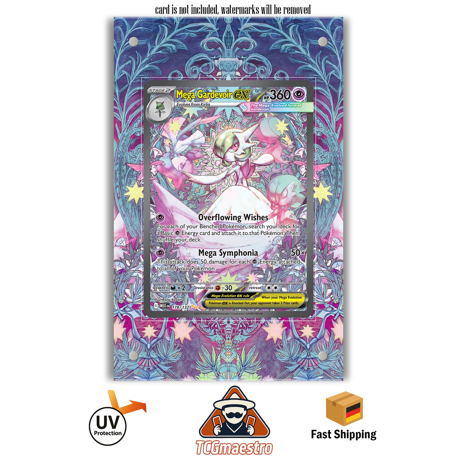 Mega Guardevoir Gardevoir 178/132 Pokemon Extended Artwork Frame & Protector