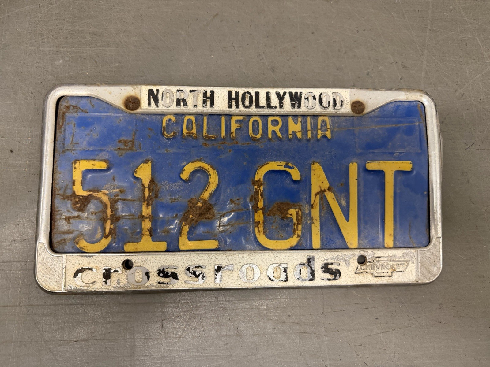 Crossroads Chevrolet North Hollywood CA Vintage Metal Dealer License Plate Frame Crossroads Chevrolet North Hollywood CA Vintage Metal Dealer License Plate Frame