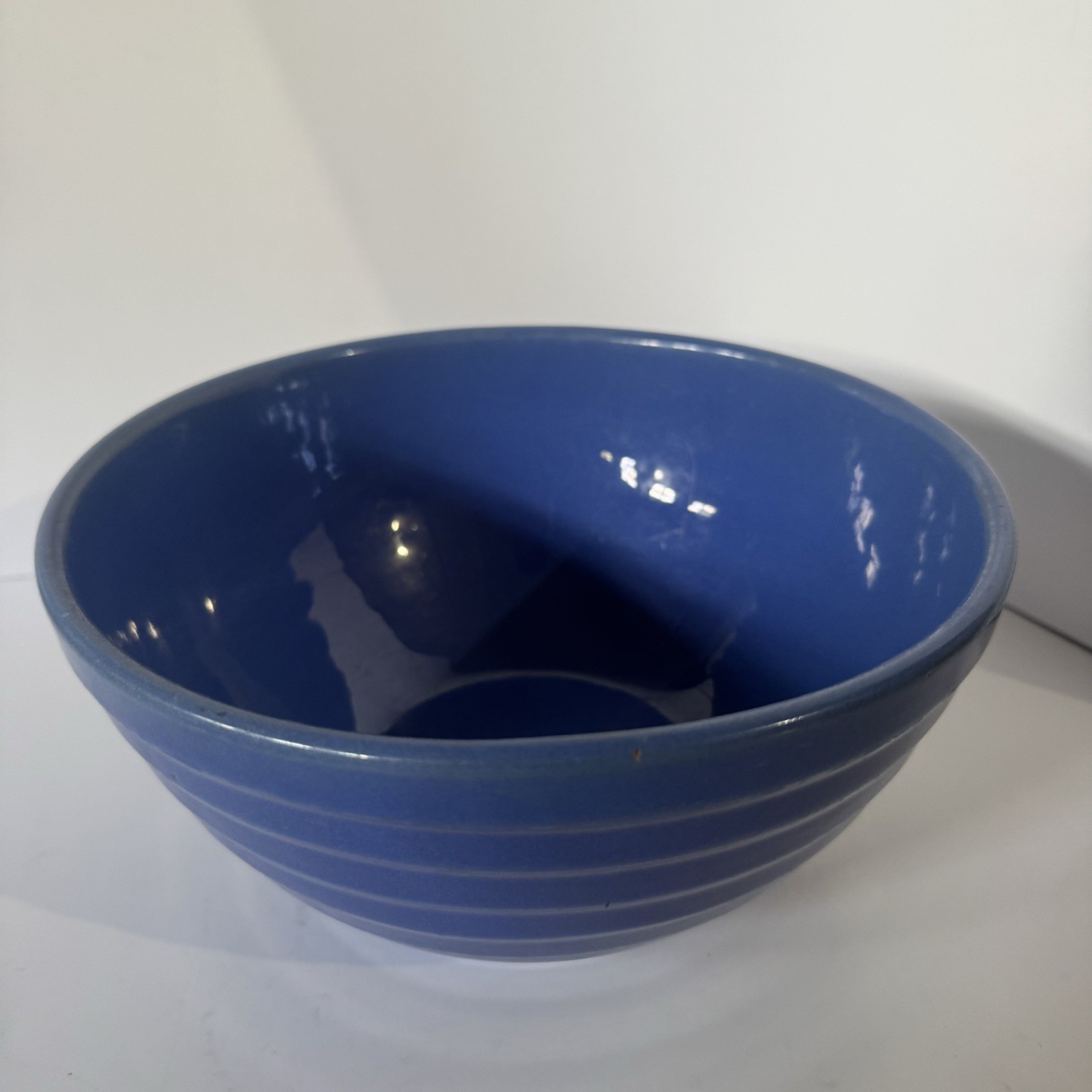 VINTAGE BAUER LIKE POTTERY #24 COBALT BLUE RINGWARE MIXING BOWL 7.25 VINTAGE BAUER LIKE POTTERY #24 COBALT BLUE RINGWARE MIXING BOWL 7.25
