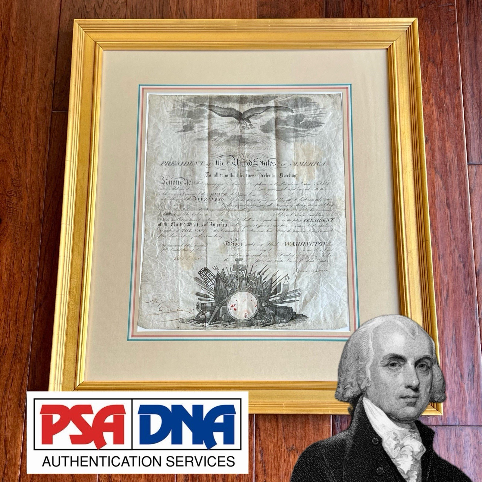 JAMES MADISON Autograph NAVAL Appointment Signed as President 1814 * PSA JAMES MADISON Autograph NAVAL Appointment Signed as President 1814 * PSA