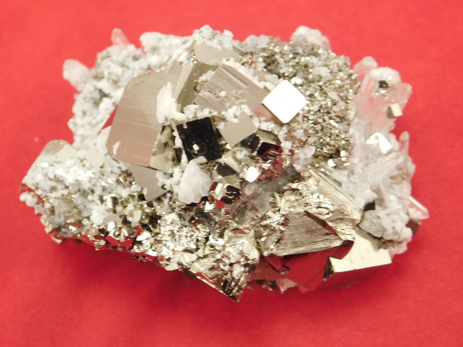Larger SUPER Nice PYRITE Crystal CUBE Cluster with Quartz Peru 297gr