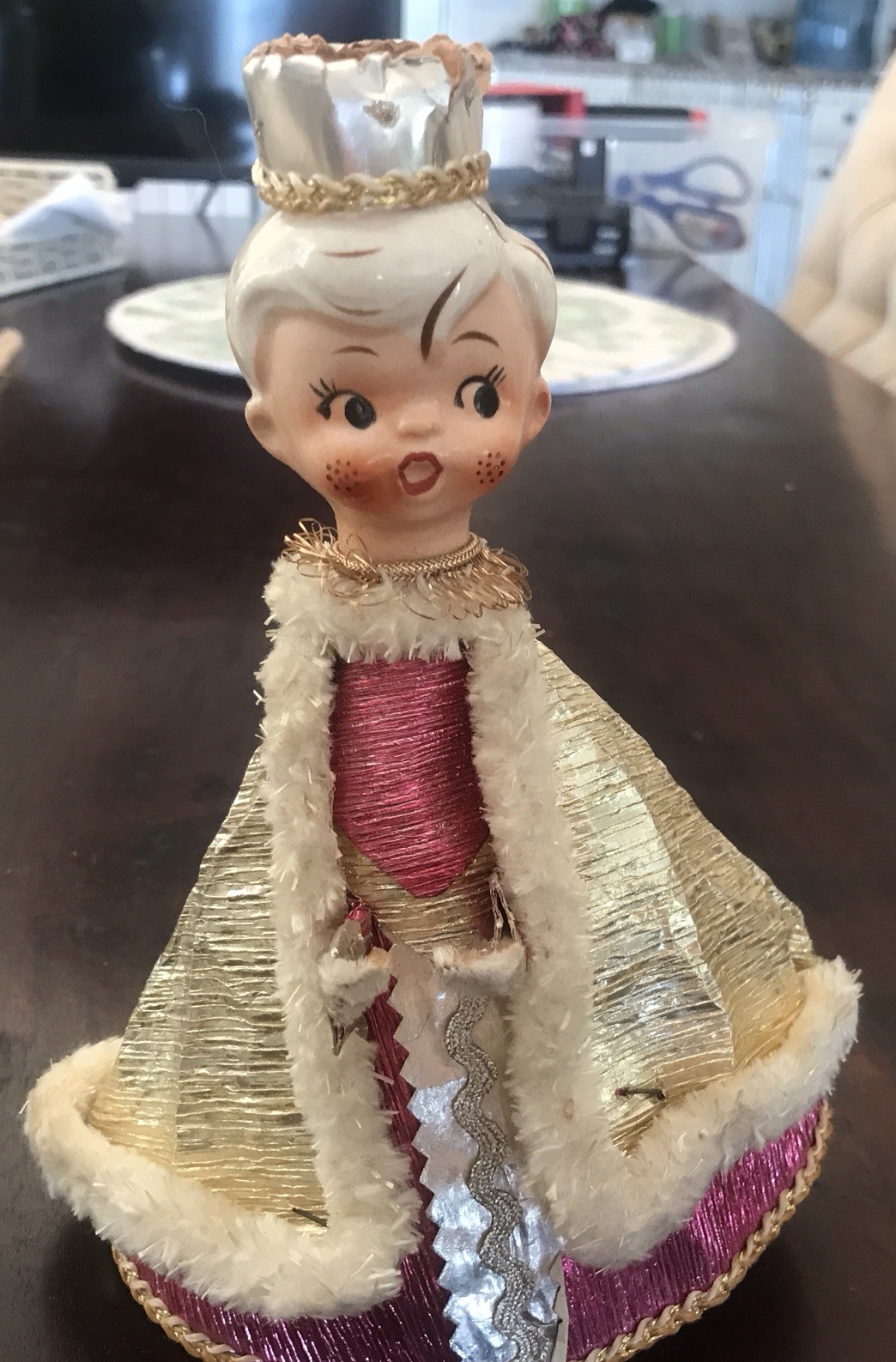 RARE MCM Christmas Holt Howard King Porcelain Head  Vintage Read