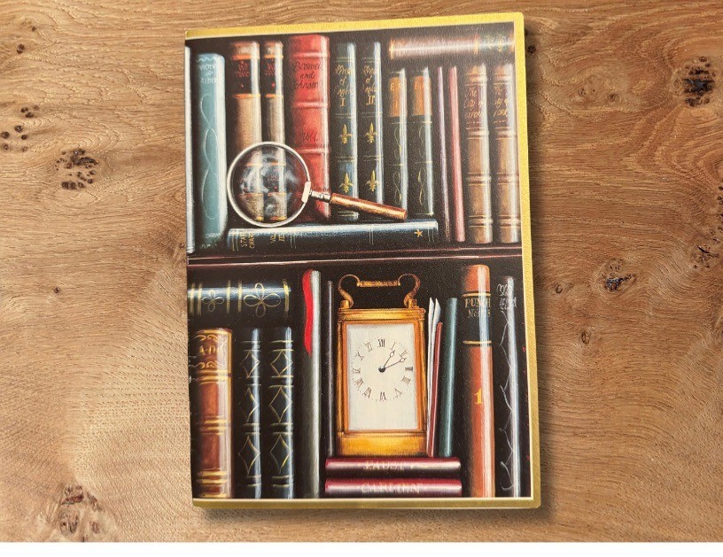 Vintage Caspari The Library Note Card Paul Stagg Bookshelf Dark Academia Blank G